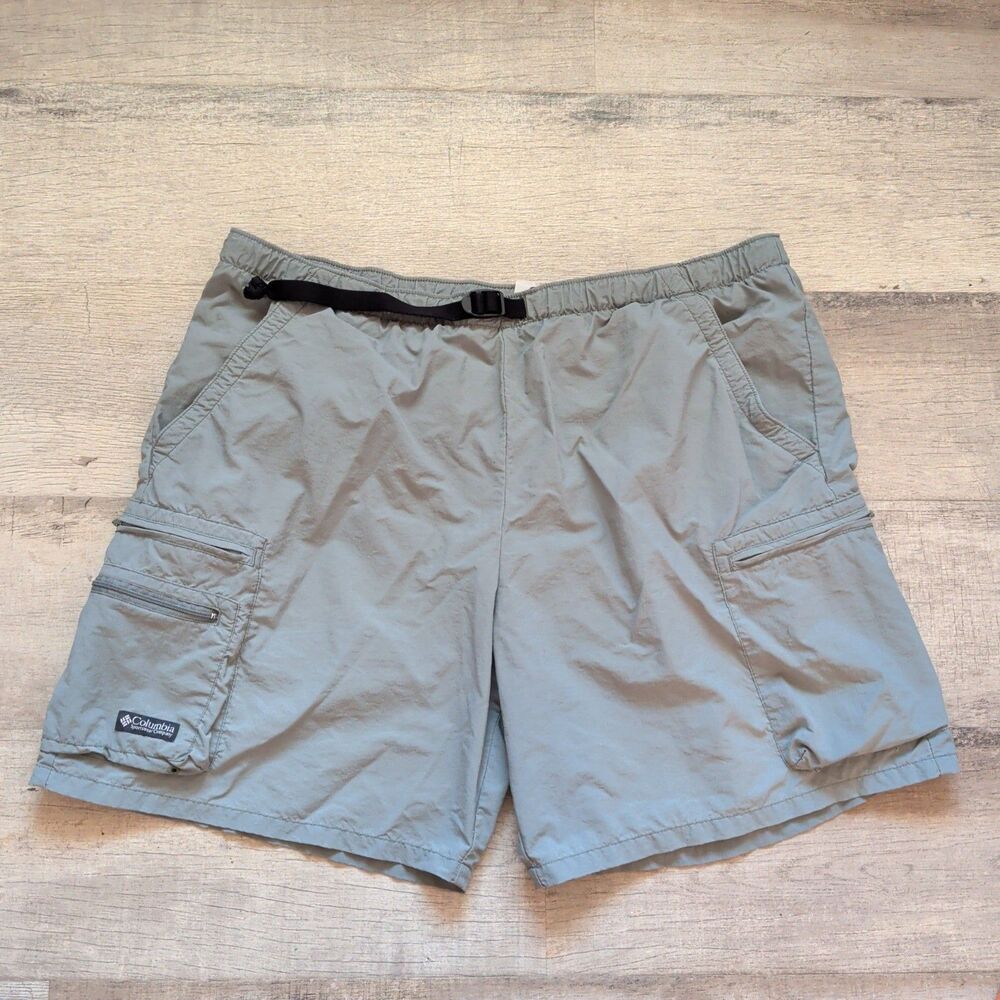 Columbia Men's Fishing Shorts XL Gray Ripstop Buckle Waist